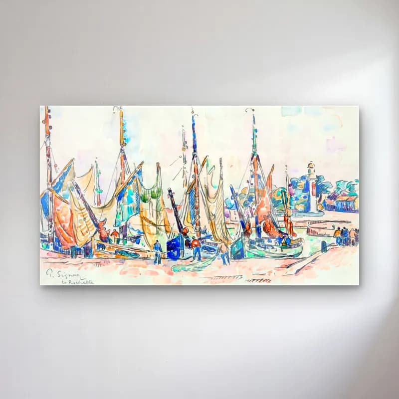 Paul Signac – La Rochelle cam tablo — Paul Signac – La Rochelle — suluboya liman ve tekneler