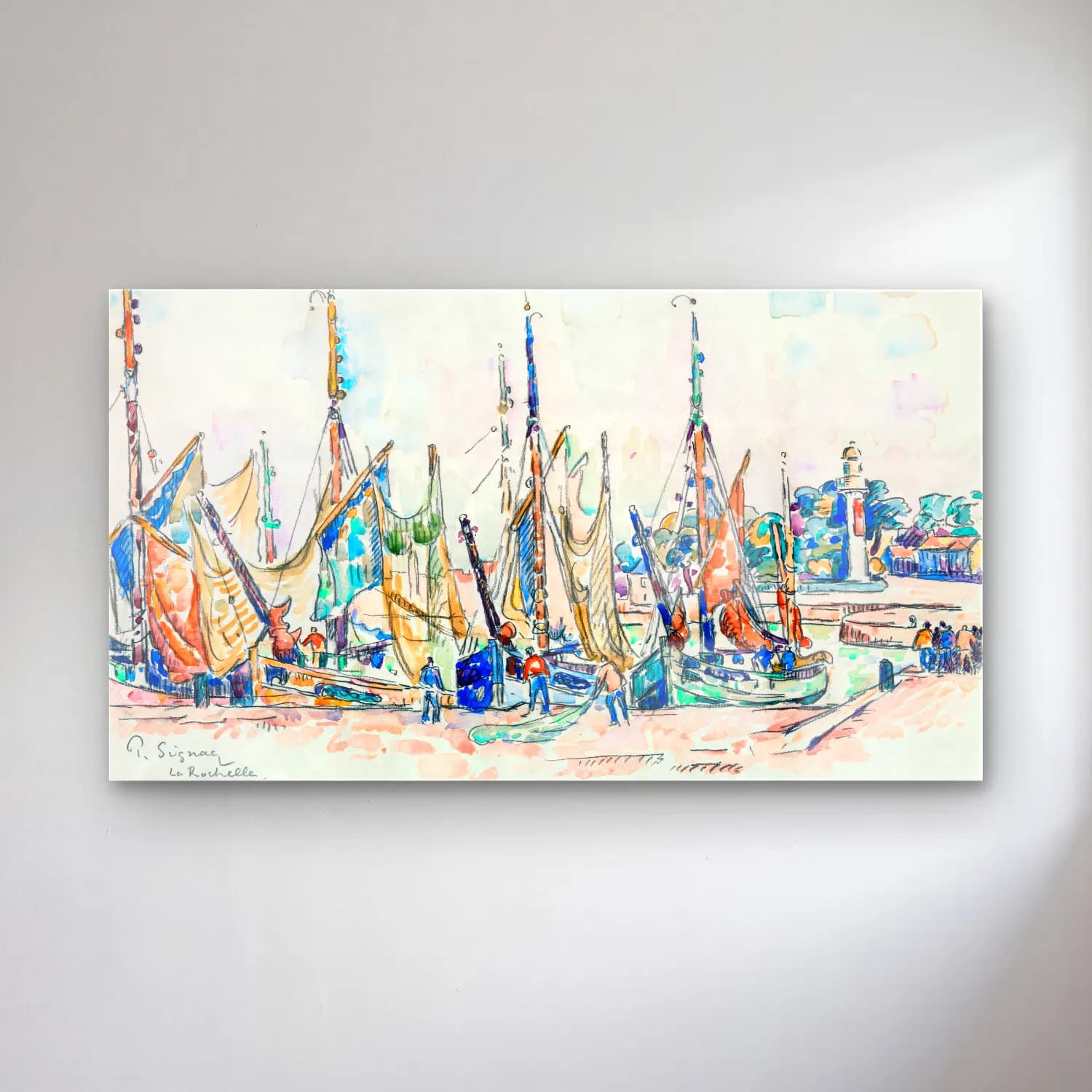 Paul Signac – La Rochelle cam tablo — Paul Signac – La Rochelle — suluboya liman ve tekneler