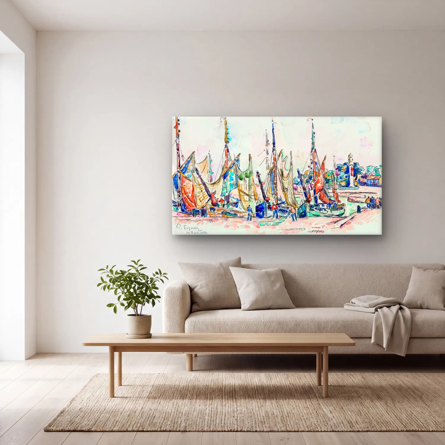 Paul Signac – La Rochelle cam tablo — açık renk salonda