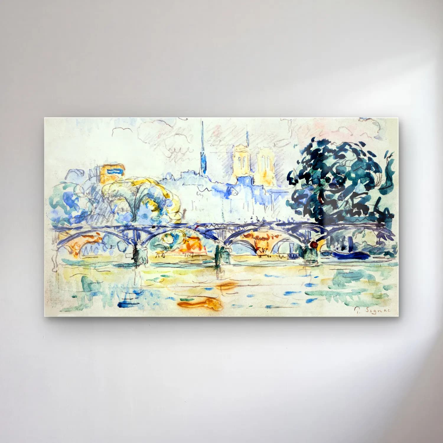 Paul Signac – Le Pont de Arts cam tablo — Paul Signac – Le Pont de Arts — suluboya paris ve eyfel kulesi