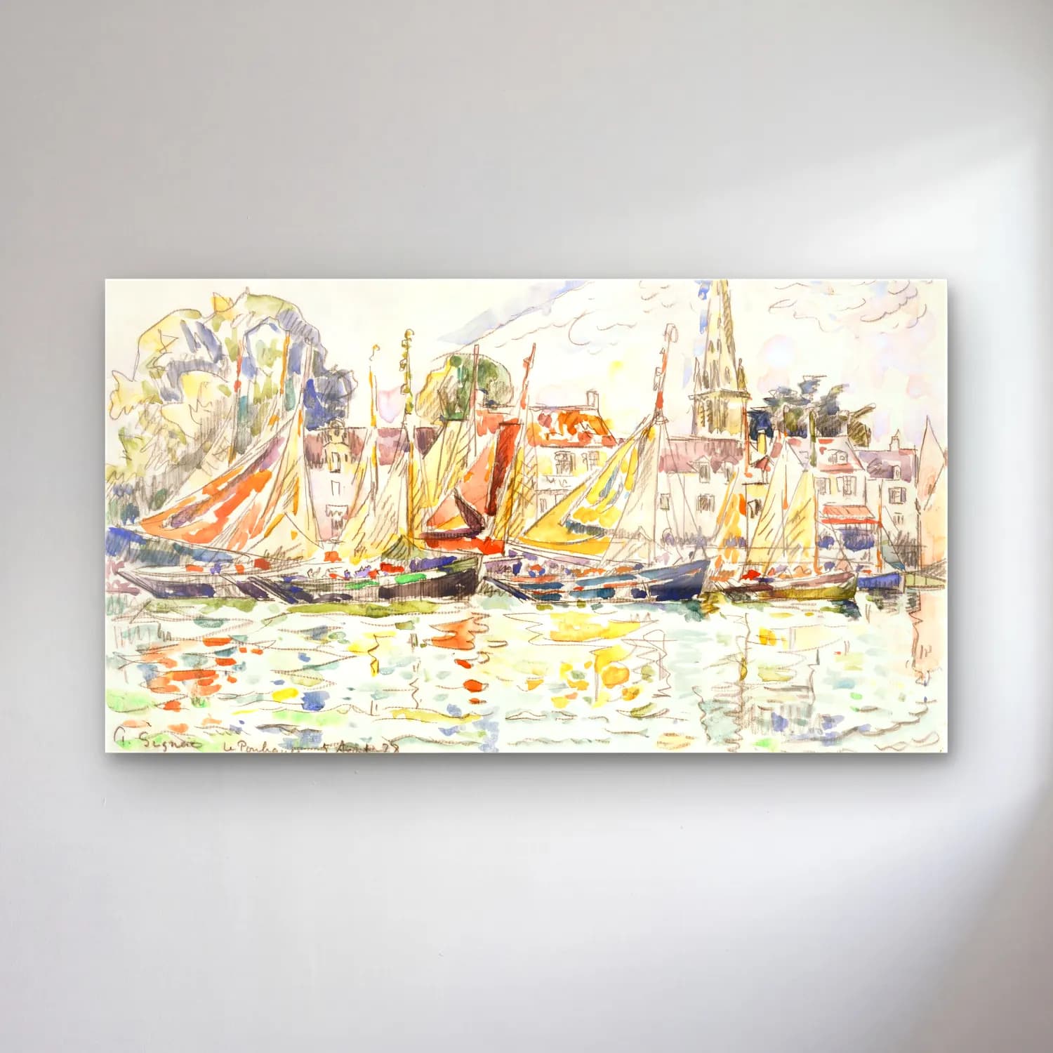 Paul Signac – Le Pouliguen Fishing Boats cam tablo — Paul Signac – Le Pouliguen Fishing Boats — suluboya liman ve tekneler