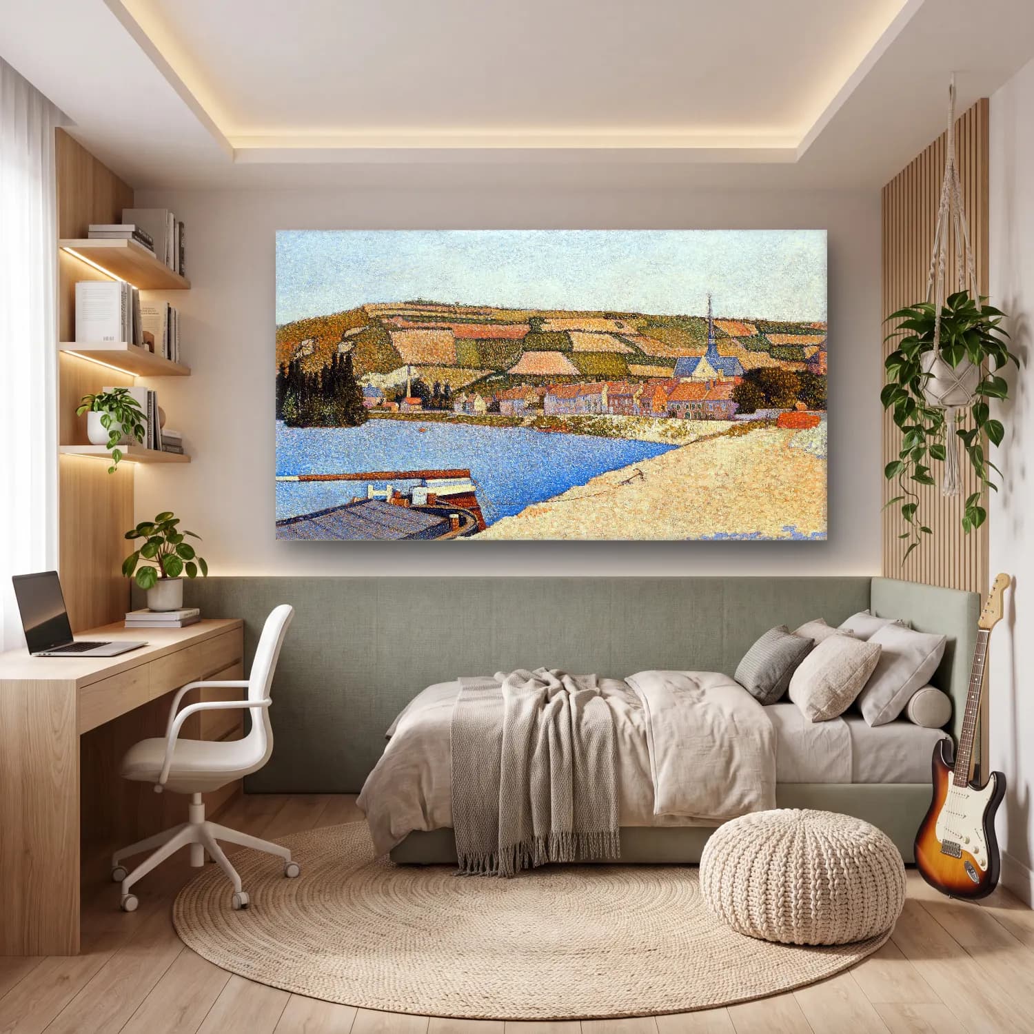 Paul Signac – Les Andelys, Côte d Aval cam tablo — genç odasında