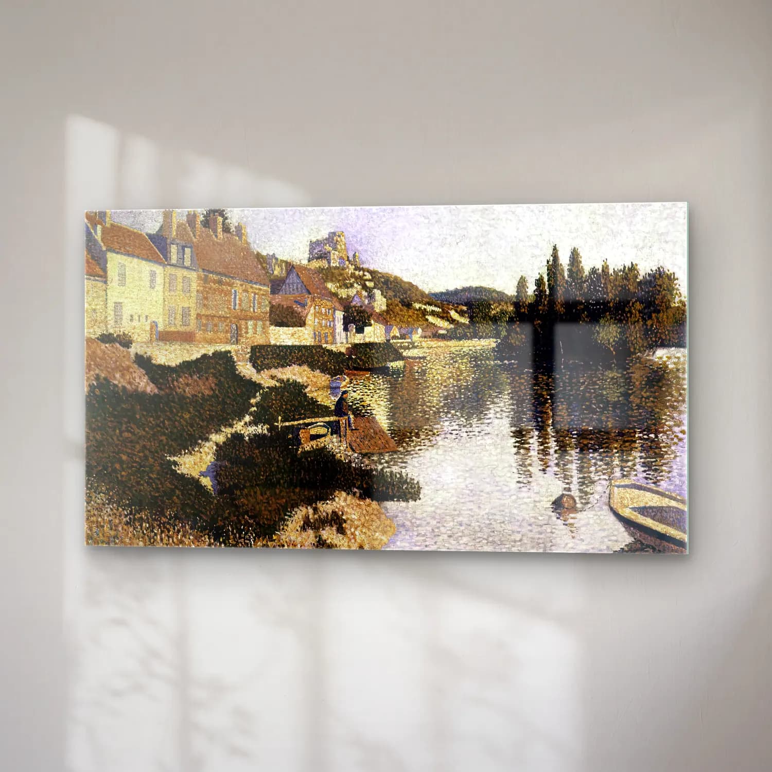 Paul Signac – Les Andelys, Riverbank cam tablo — sağ açıdan görünüm
