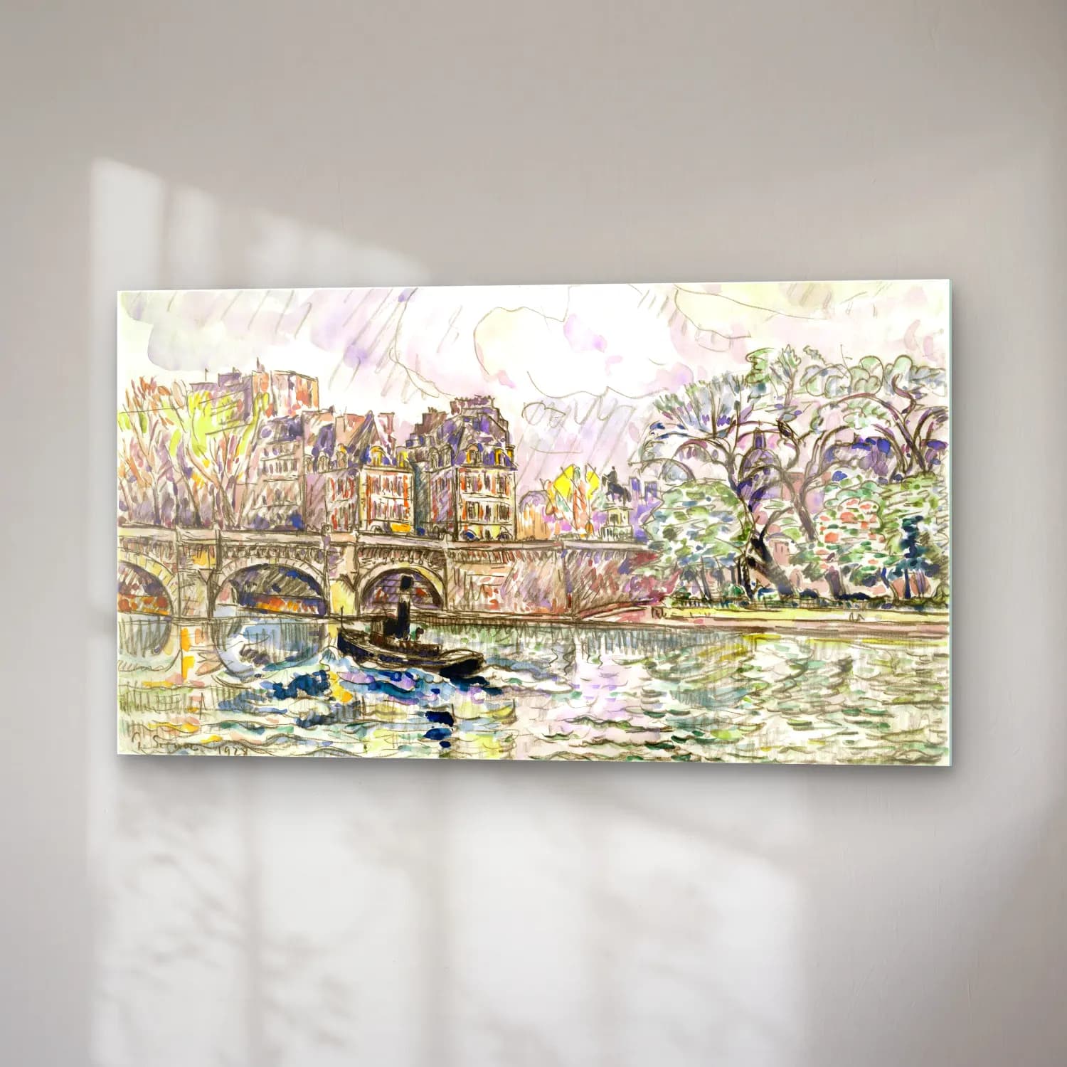 Paul Signac – Paris Le Place Dauphine cam tablo — sağ açıdan görünüm