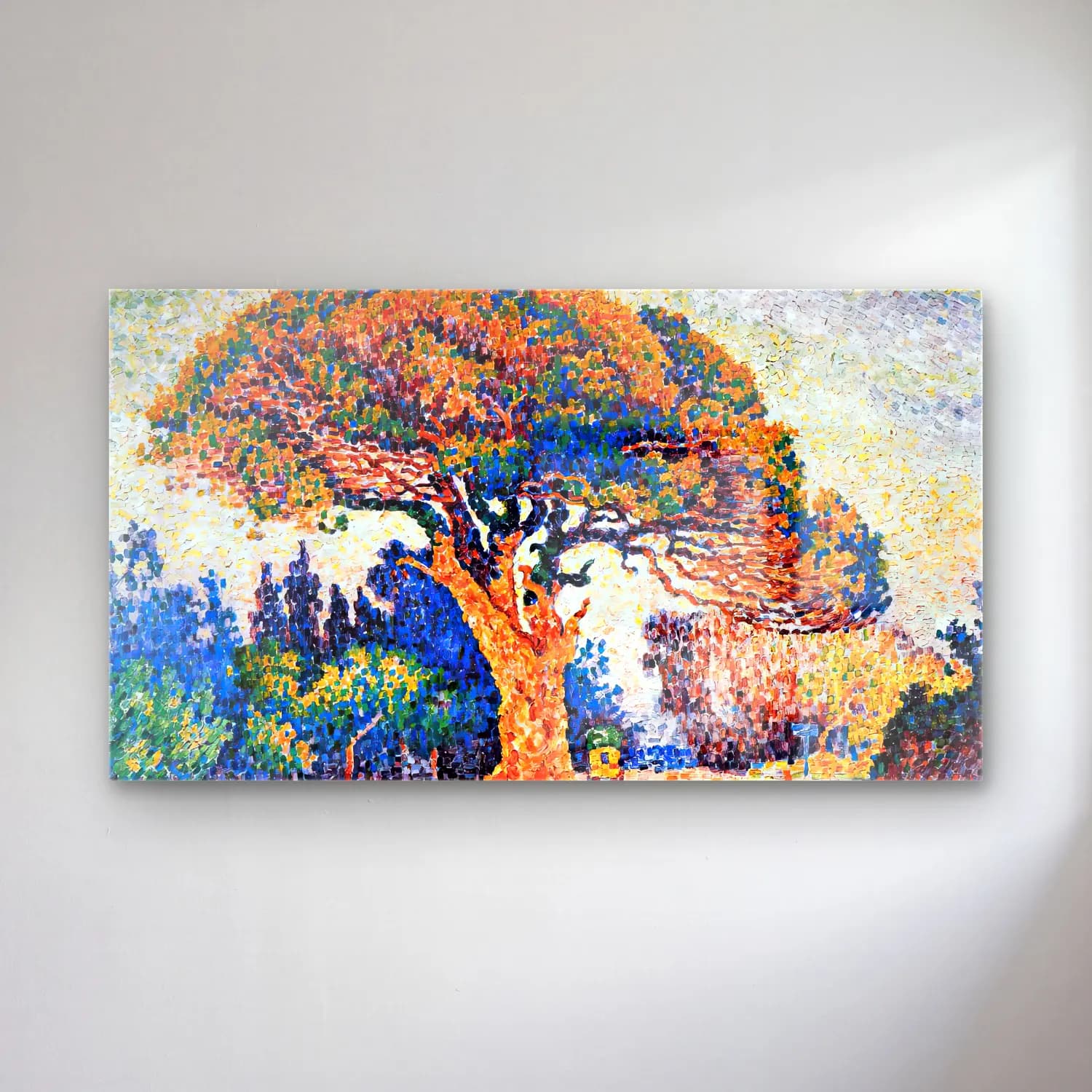 Paul Signac – Pine Tree at Saint-Tropez cam tablo — Paul Signac – Pine Tree at Saint-Tropez — empresyonist yalnız ağaç