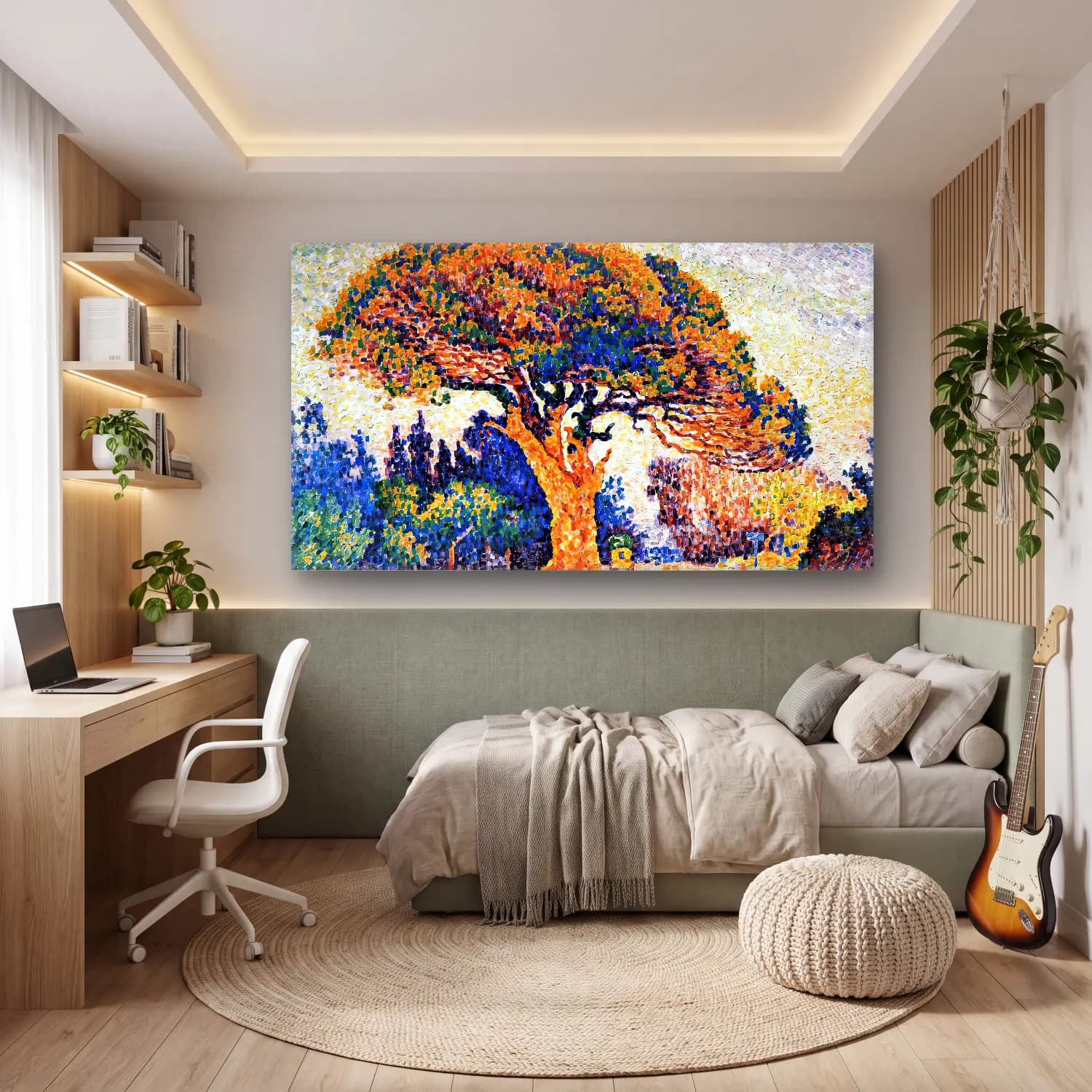 Paul Signac – Pine Tree at Saint-Tropez cam tablo — genç odasında