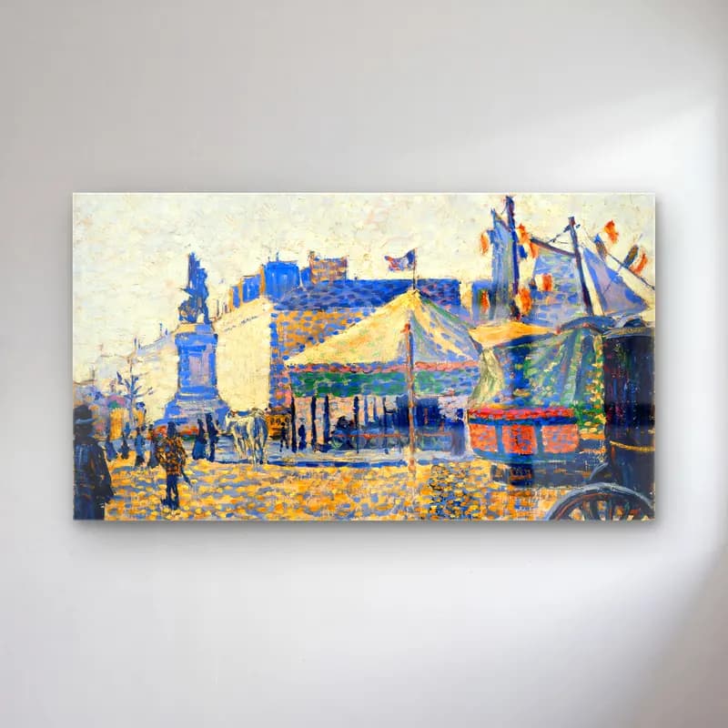 Paul Signac – Place De Clichy cam tablo — Paul Signac – Place De Clichy — empresyonist kafeli avrupa sokağı