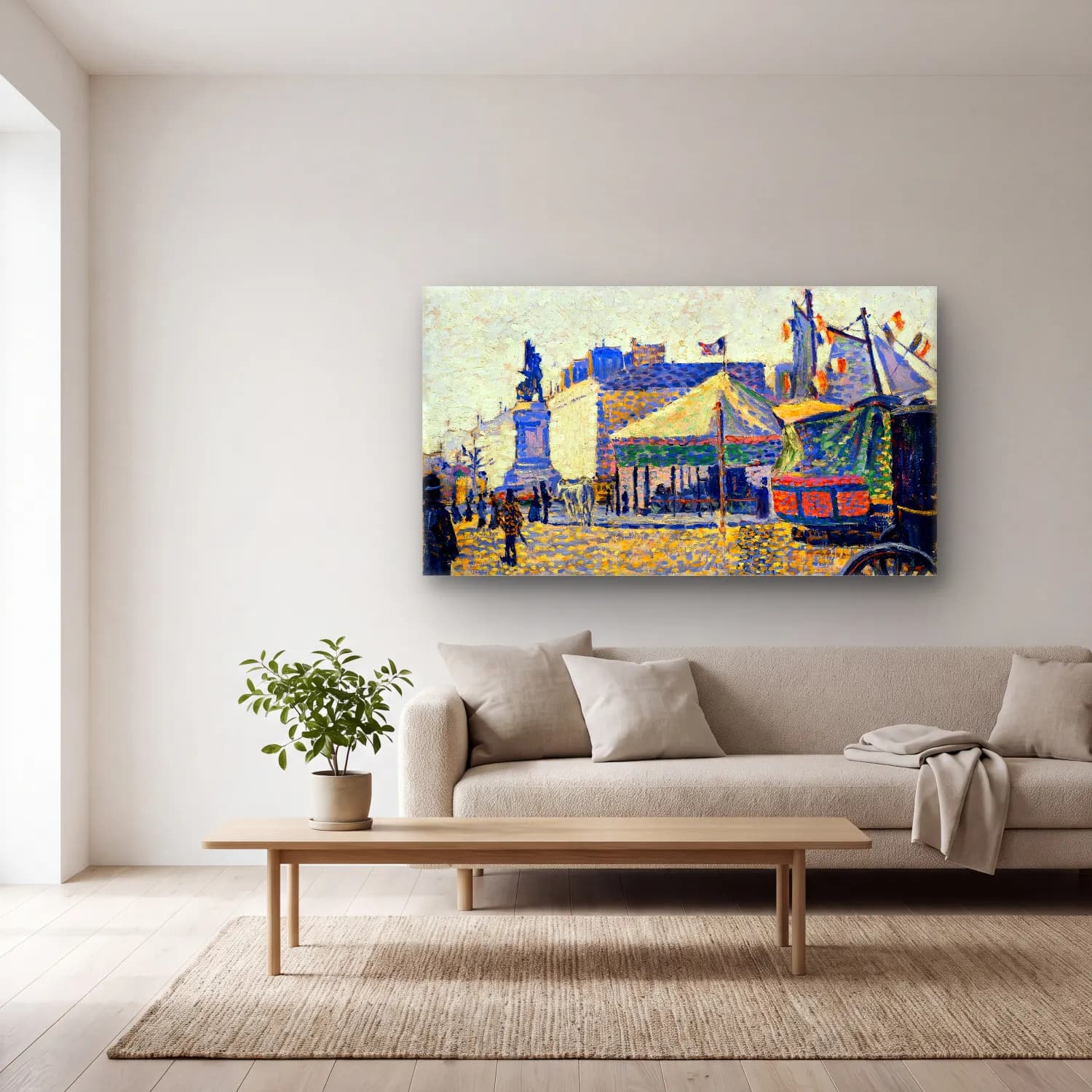 Paul Signac – Place De Clichy cam tablo — açık renk salonda