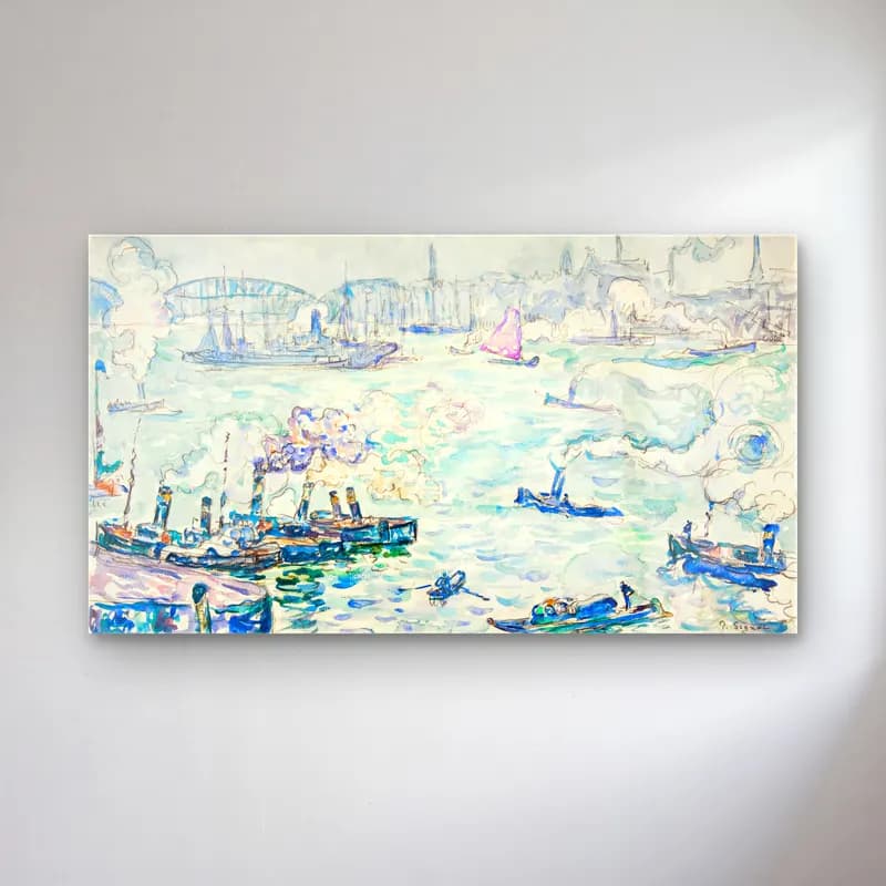 Paul Signac – Rotterdam cam tablo — Paul Signac – Rotterdam — empresyonist liman ve tekneler