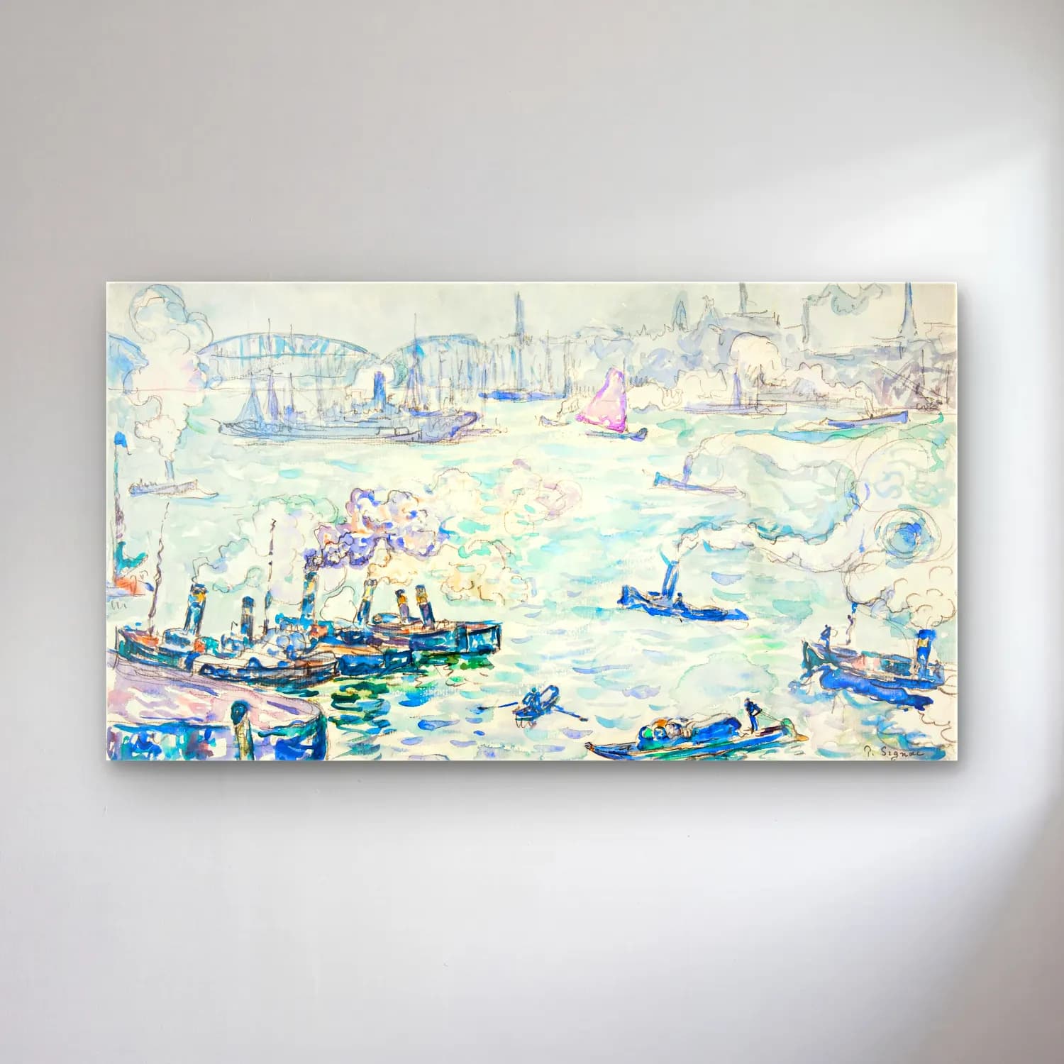 Paul Signac – Rotterdam cam tablo — Paul Signac – Rotterdam — empresyonist liman ve tekneler