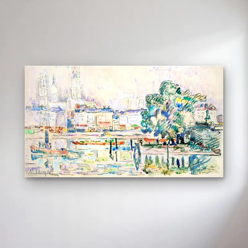 Paul Signac – Rouen cam tablo — Paul Signac – Rouen — empresyonist liman ve tekneler