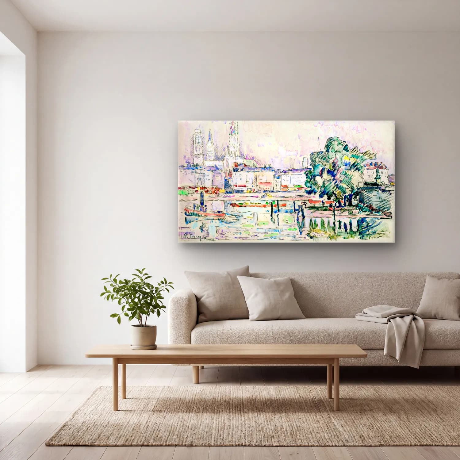 Paul Signac – Rouen cam tablo — açık renk salonda