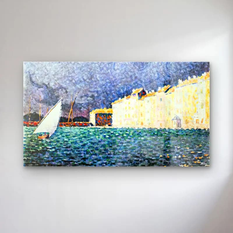 Paul Signac – Saint-Tropez, the Storm cam tablo — Paul Signac – Saint-Tropez, the Storm — empresyonist liman ve tekneler
