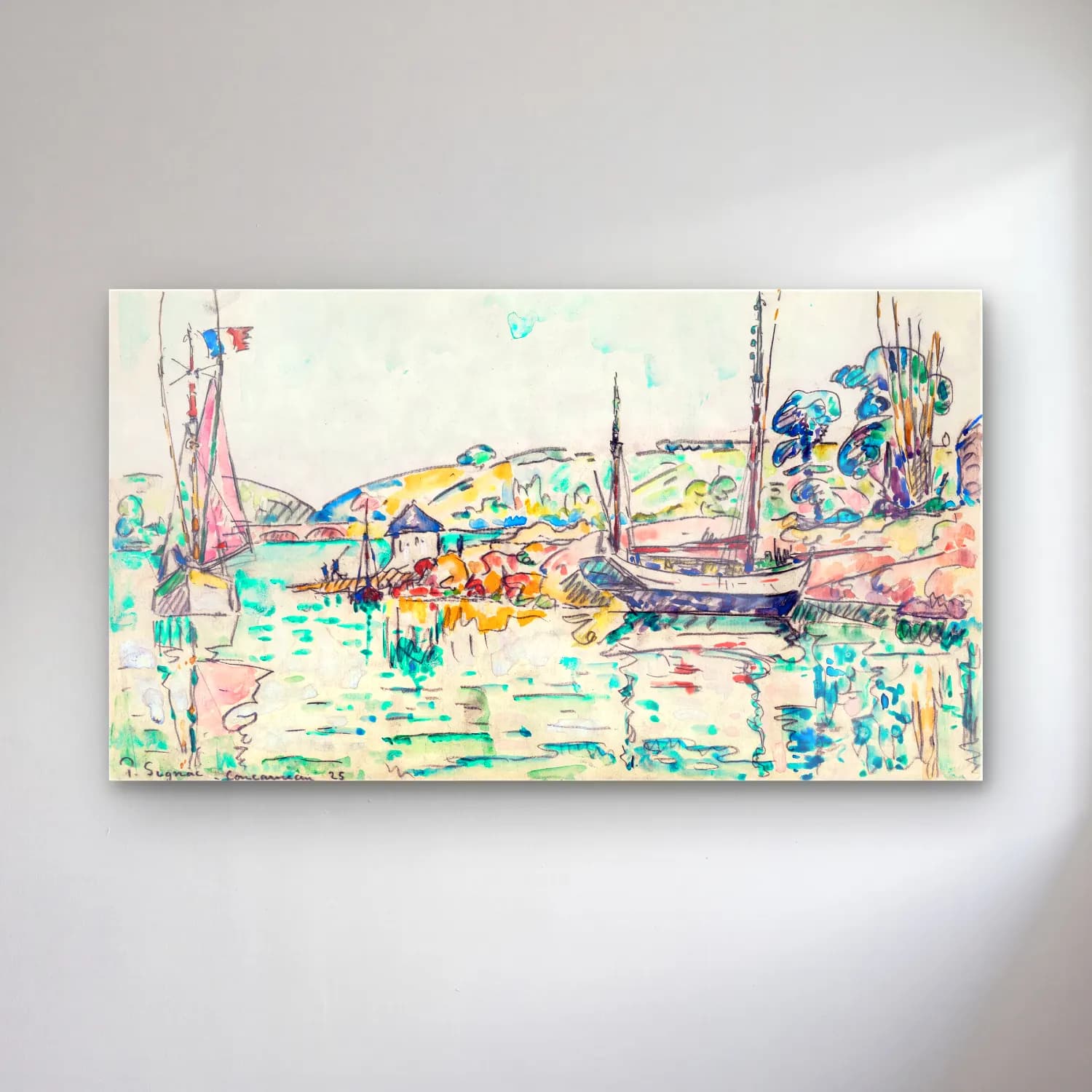 Paul Signac – Seascape Boat cam tablo — Paul Signac – Seascape Boat — empresyonist liman ve tekneler