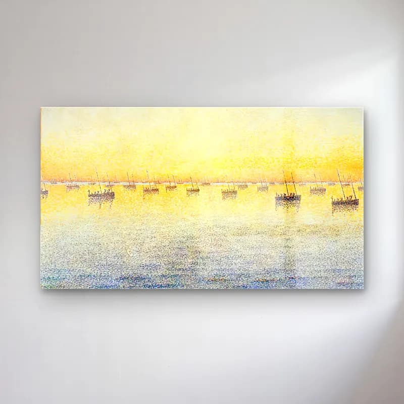 Paul Signac – Setting Sun, Sardine Fishing, Concarneau, op. 221 (Adagio) cam tablo — Paul Signac – Setting Sun, Sardine Fishing, Concarneau, op. 221 (Adagio) — empresyonist yelkenliler
