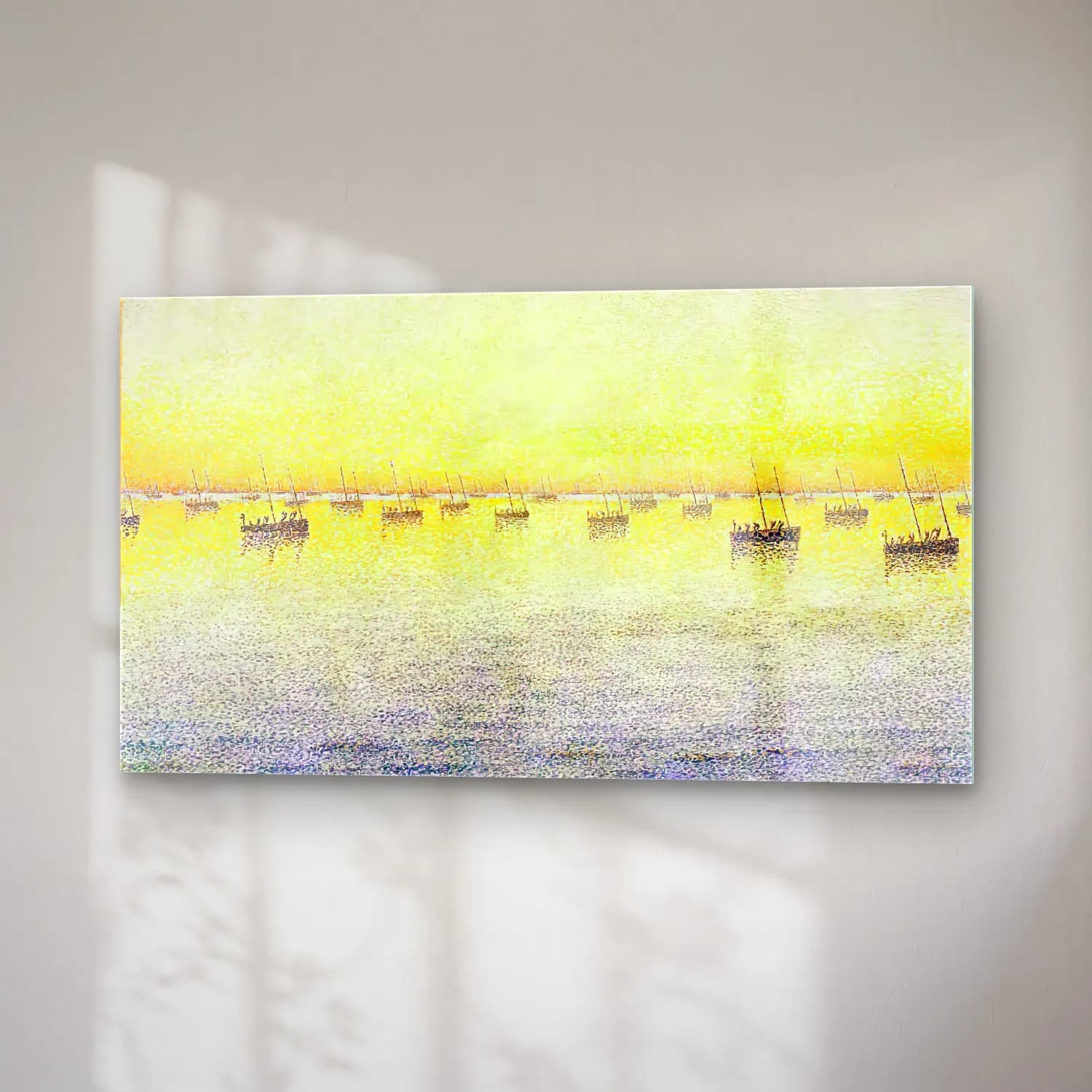 Paul Signac – Setting Sun, Sardine Fishing, Concarneau, op. 221 (Adagio) cam tablo — sağ açıdan görünüm