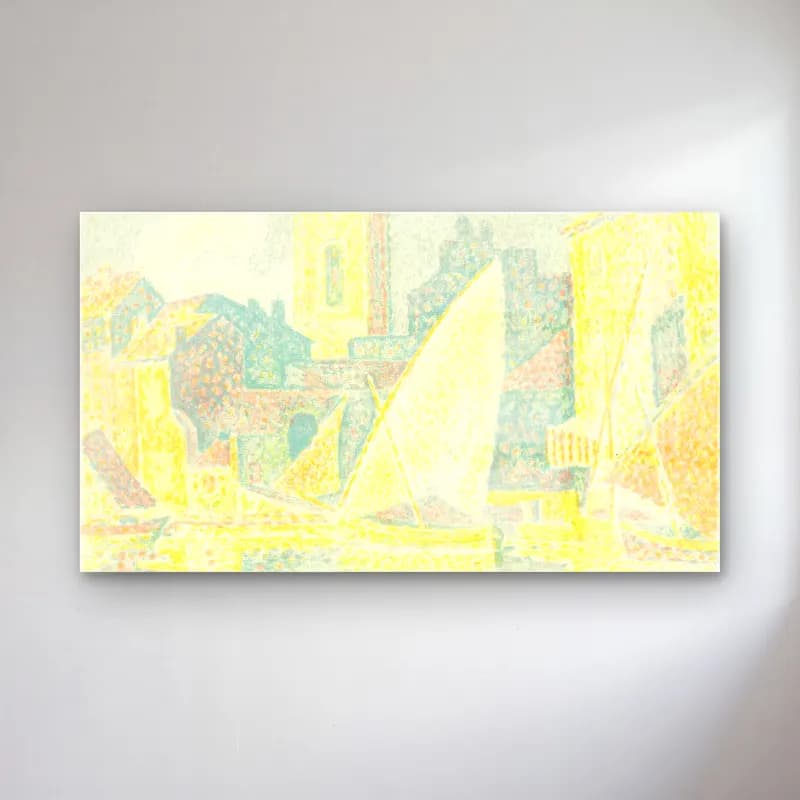 Paul Signac – St. Tropez cam tablo — Paul Signac – St. Tropez — pastel liman ve tekneler