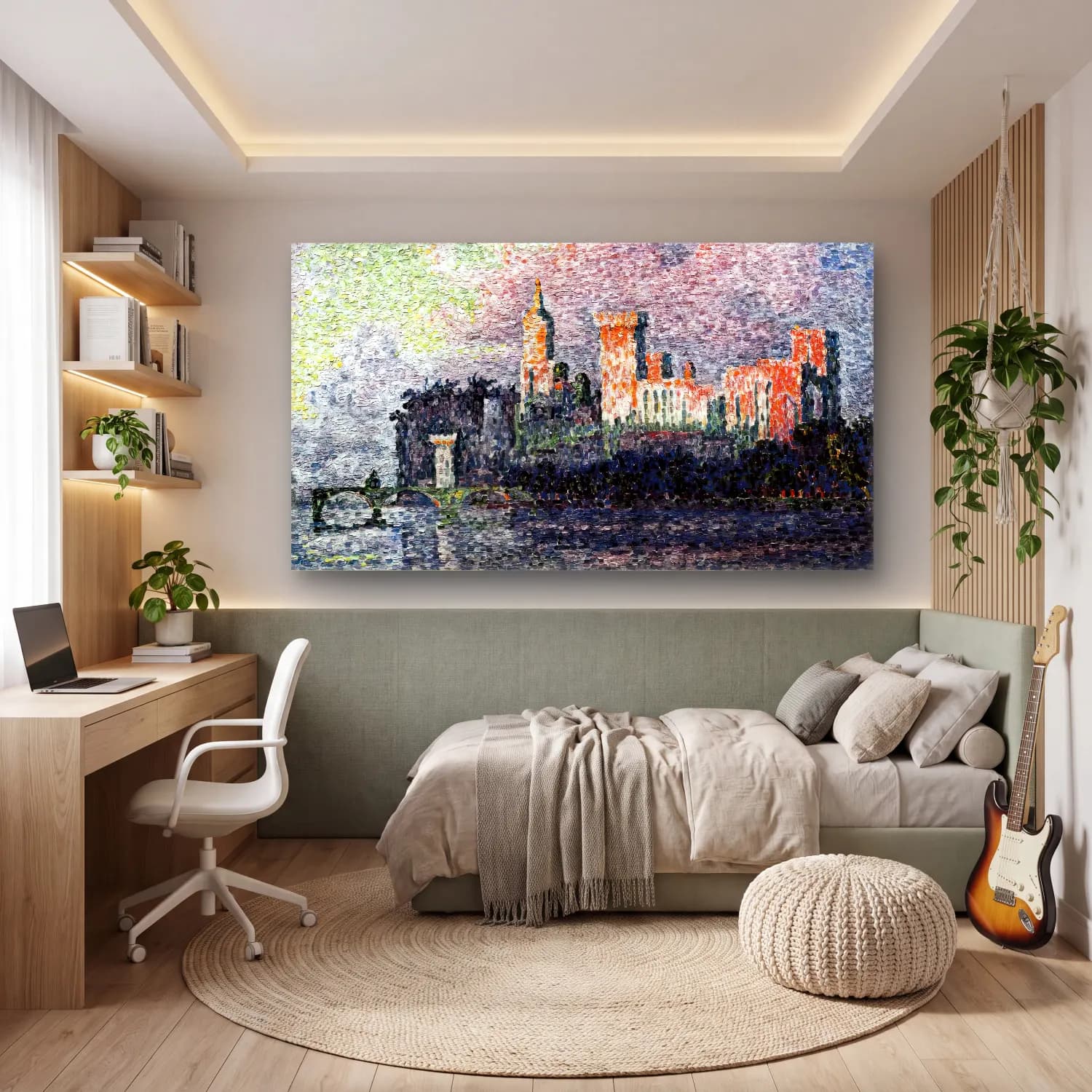 Paul Signac – The Papal Palace in Avignon cam tablo — genç odasında
