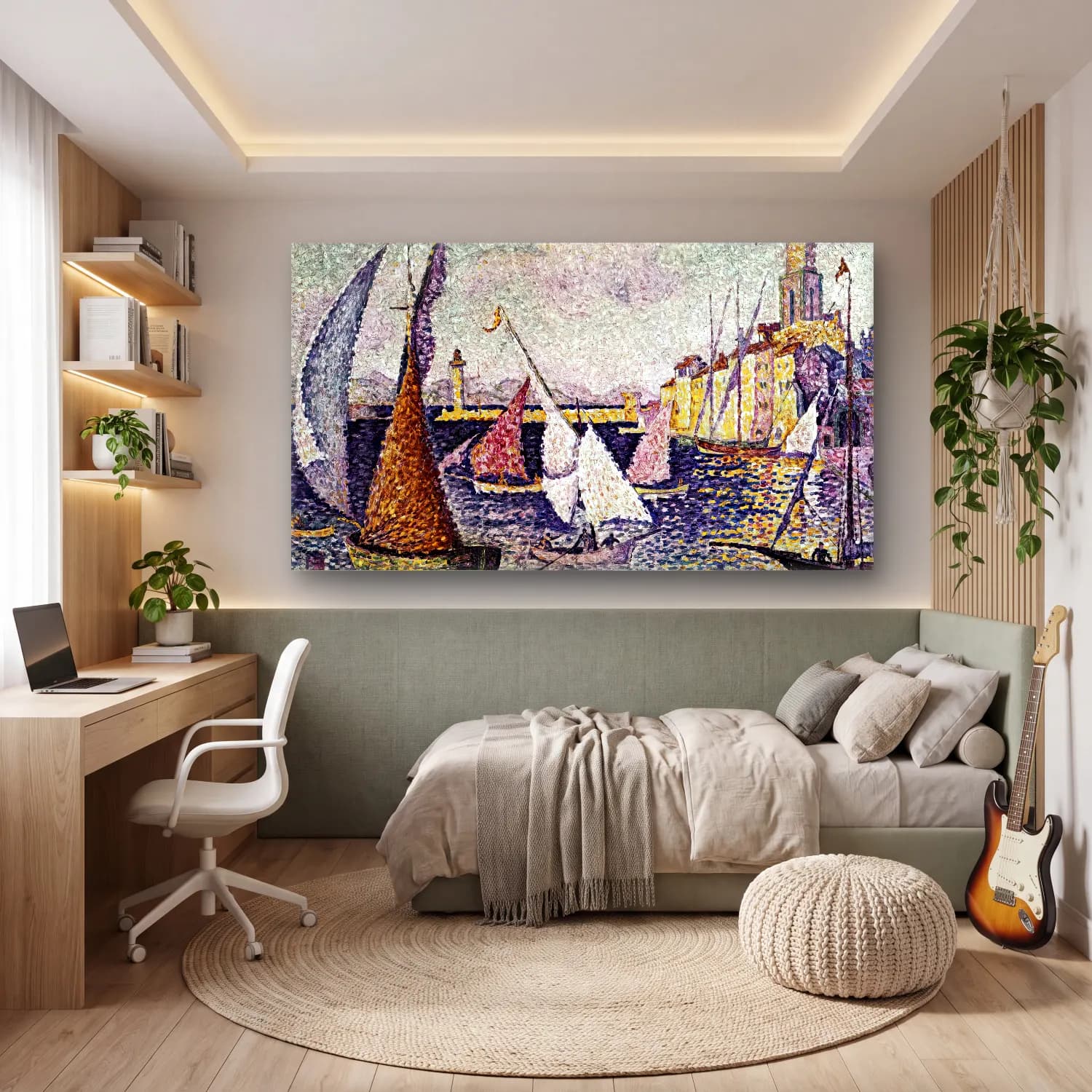 Paul Signac – The Port of Saint-Tropez cam tablo — genç odasında