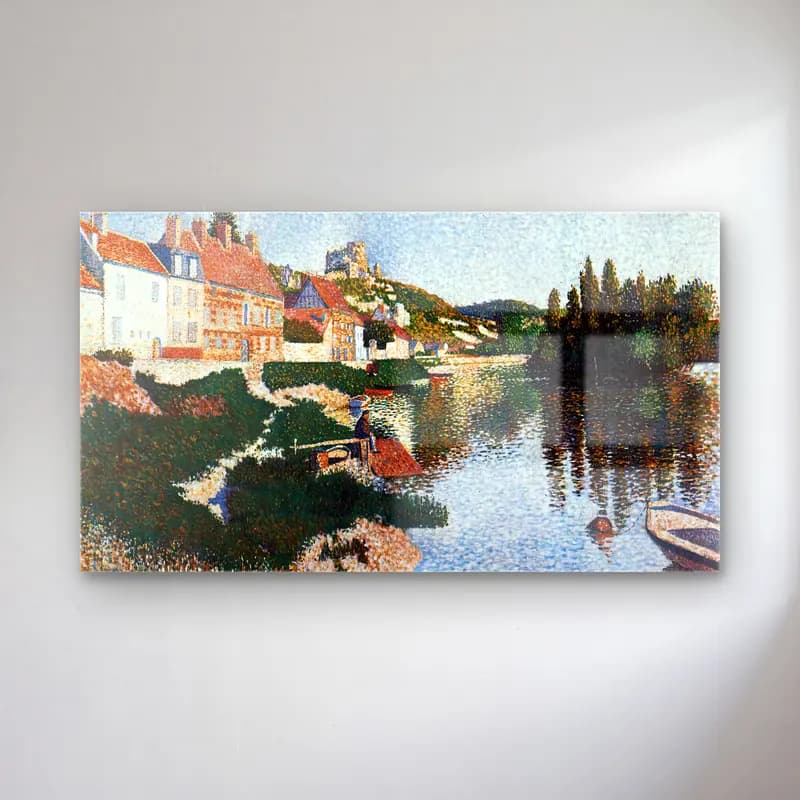 Paul Signac – The River Bank, Petit-Andely cam tablo — Paul Signac – The River Bank, Petit-Andely — empresyonist kırda nehir