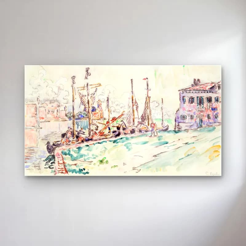 Paul Signac – Venice Harbor cam tablo — Paul Signac – Venice Harbor — suluboya liman ve tekneler