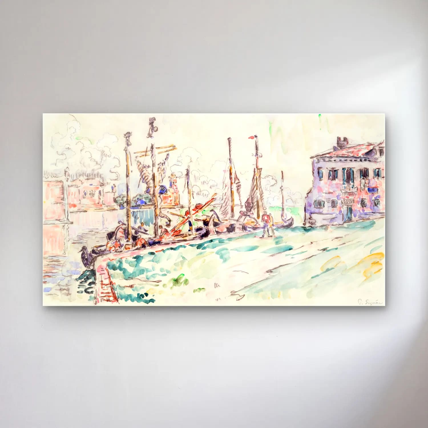 Paul Signac – Venice Harbor cam tablo — Paul Signac – Venice Harbor — suluboya liman ve tekneler