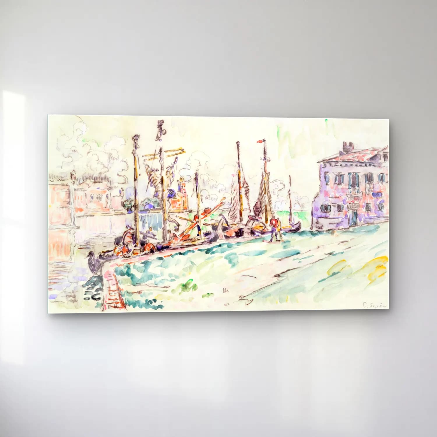 Paul Signac – Venice Harbor cam tablo — sol açıdan görünüm
