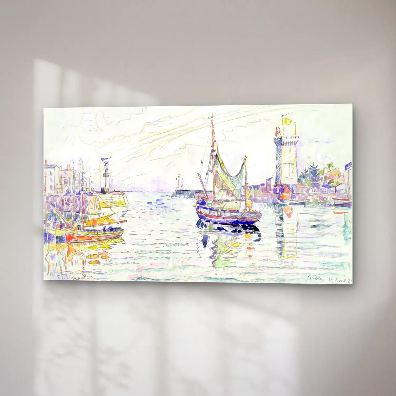 Paul Signac – View of Les Sables cam tablo — sağ açıdan görünüm
