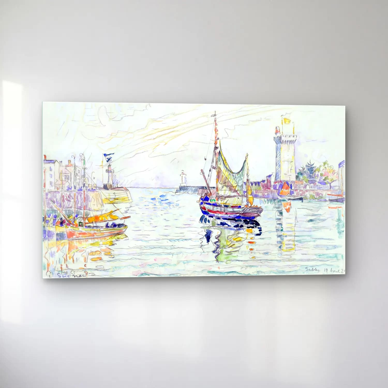 Paul Signac – View of Les Sables cam tablo — sol açıdan görünüm
