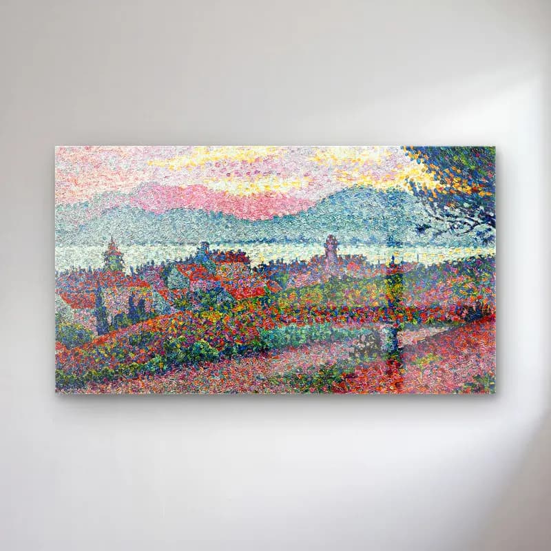 Paul Signac – View of Saint-Tropez (detail) cam tablo — Paul Signac – View of Saint-Tropez (detail) — empresyonist akdeniz sahil kasabası