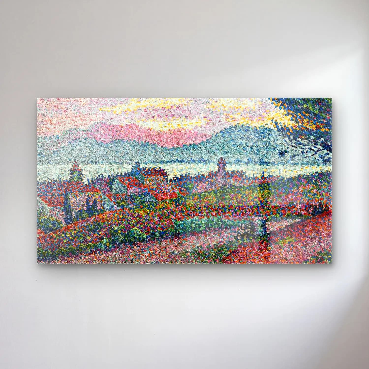 Paul Signac – View of Saint-Tropez (detail) cam tablo — Paul Signac – View of Saint-Tropez (detail) — empresyonist akdeniz sahil kasabası
