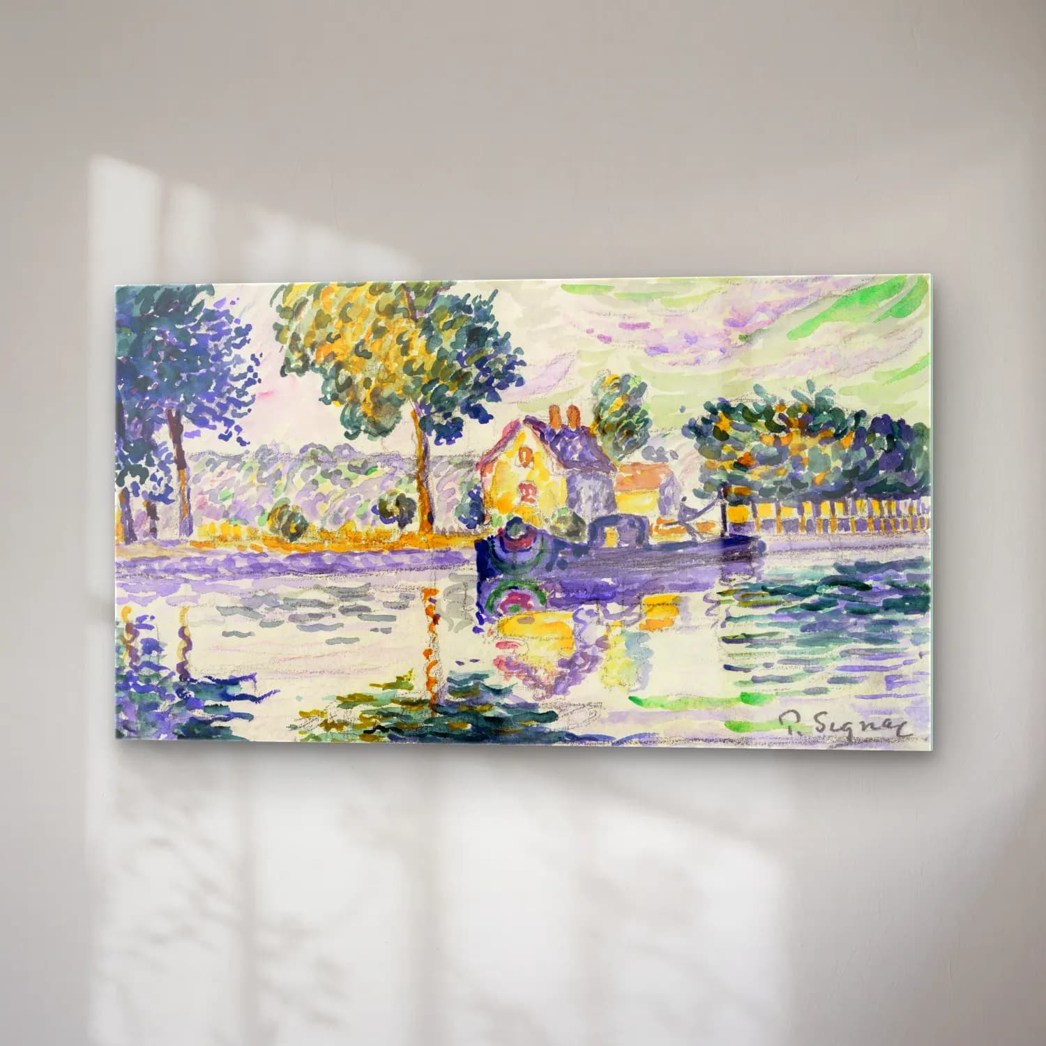 Paul Signac – View of the Seine Samois cam tablo — sağ açıdan görünüm