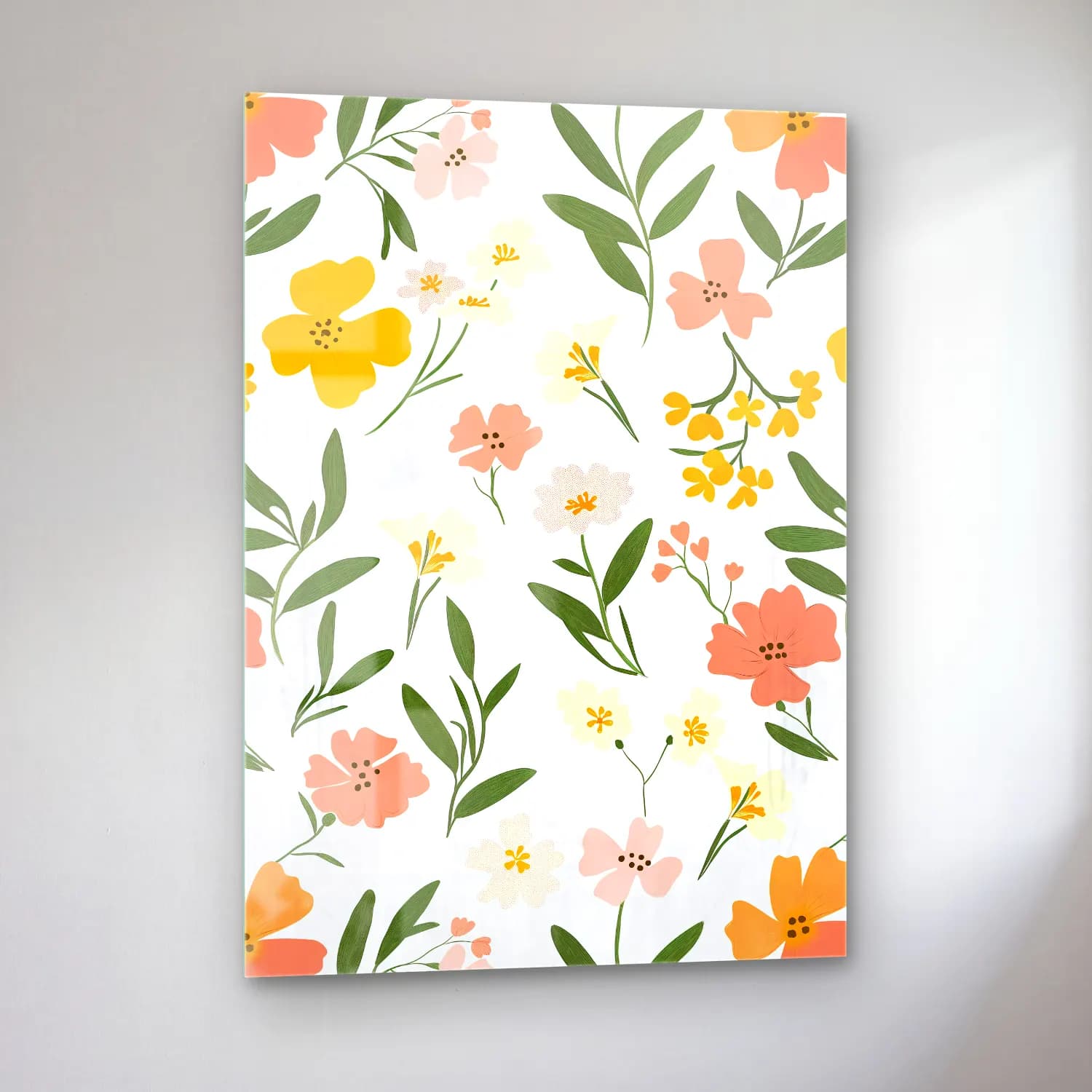 Pastel Çiçek Deseni No. 31 cam tablo — sol açıdan görünüm