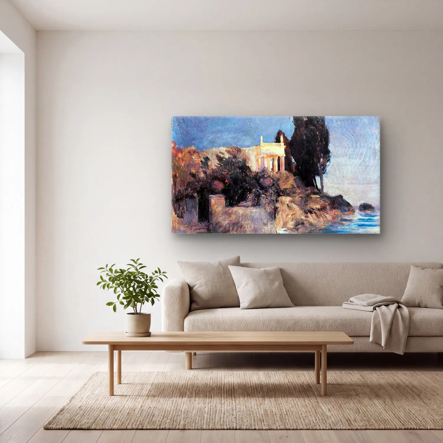 Arnold Böcklin – Villa by the Sea cam tablo — açık renk salonda