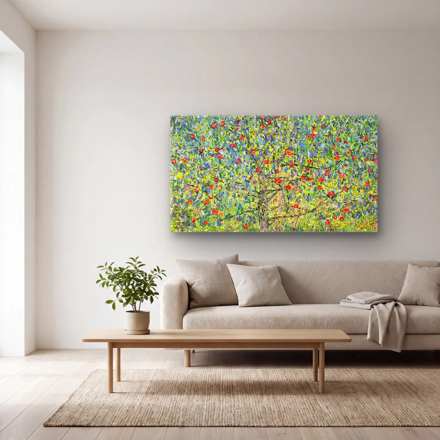 Gustav Klimt – Apple Tree cam tablo — açık renk salonda
