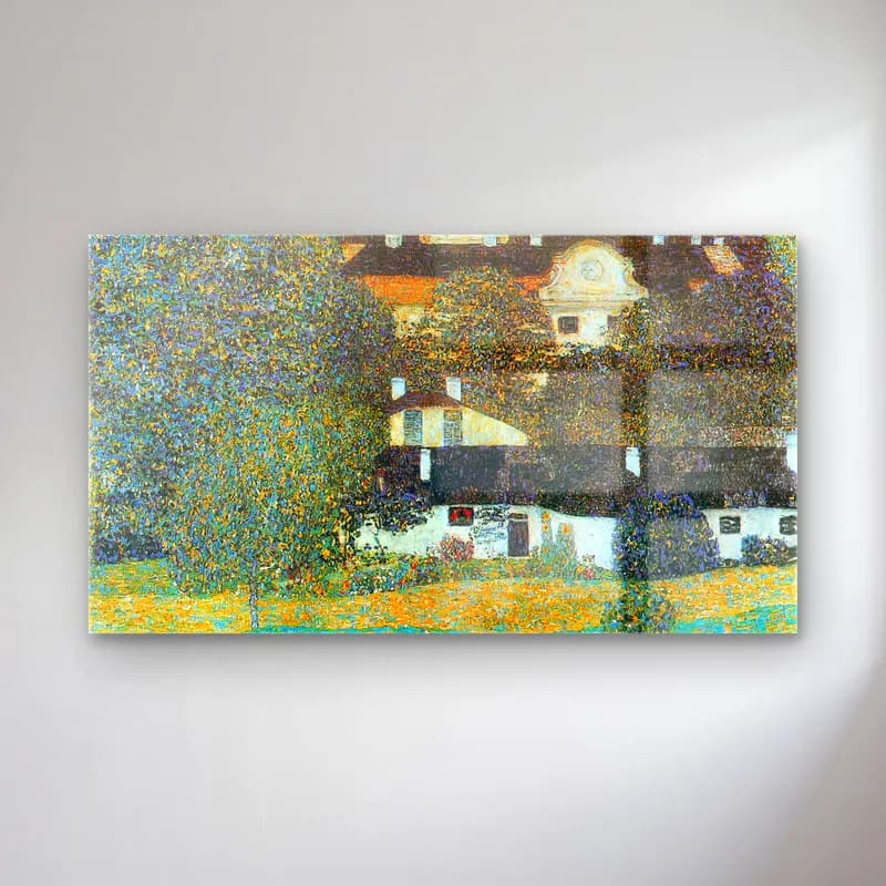Gustav Klimt – Castle Chamber at Attersee II cam tablo — Gustav Klimt – Castle Chamber at Attersee II — empresyonist çiçek bahçesi