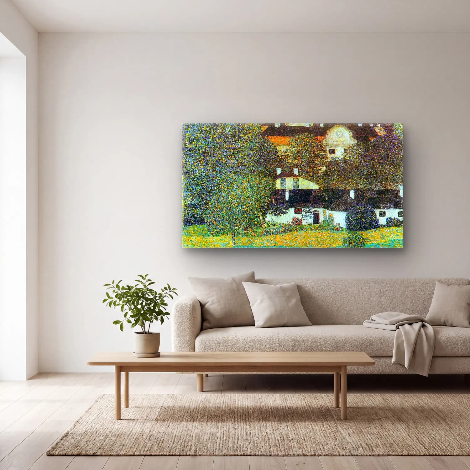Gustav Klimt – Castle Chamber at Attersee II cam tablo — açık renk salonda