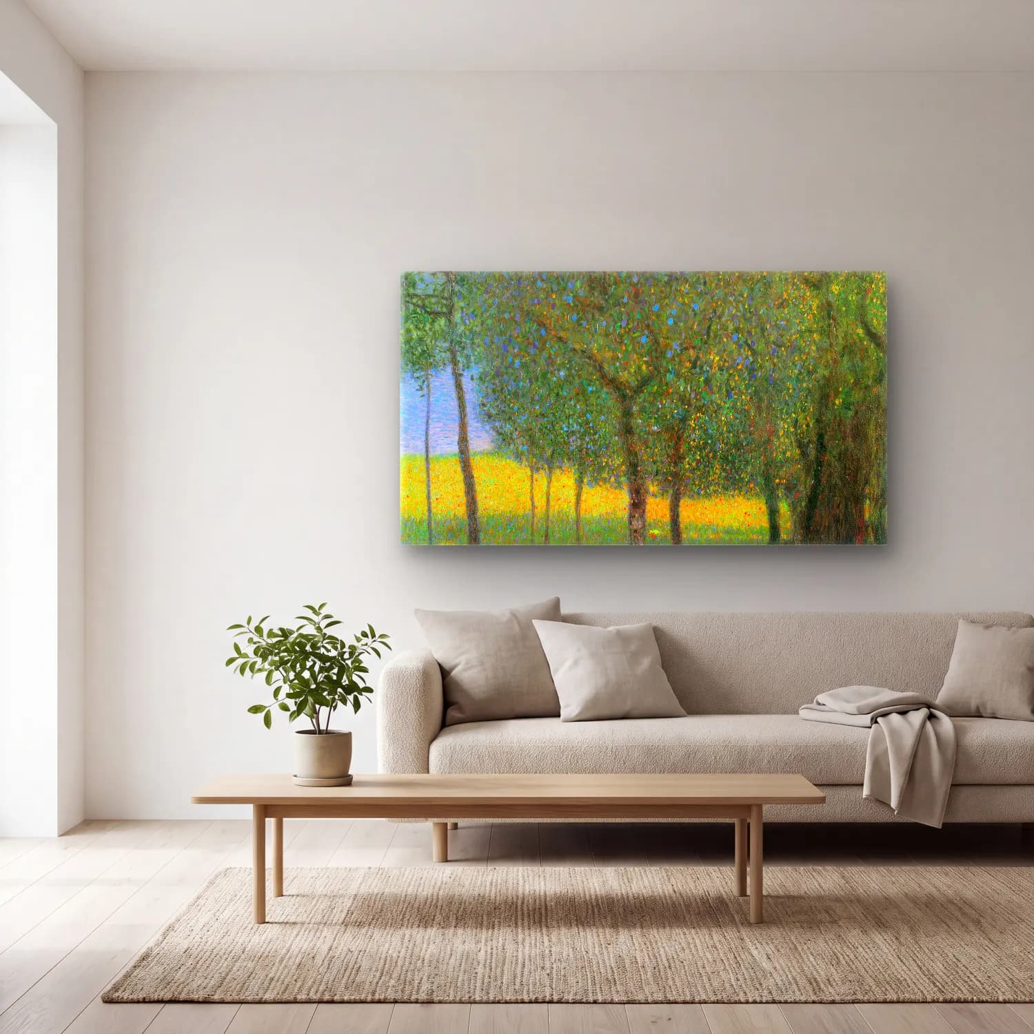 Gustav Klimt – Fruit Trees cam tablo — açık renk salonda