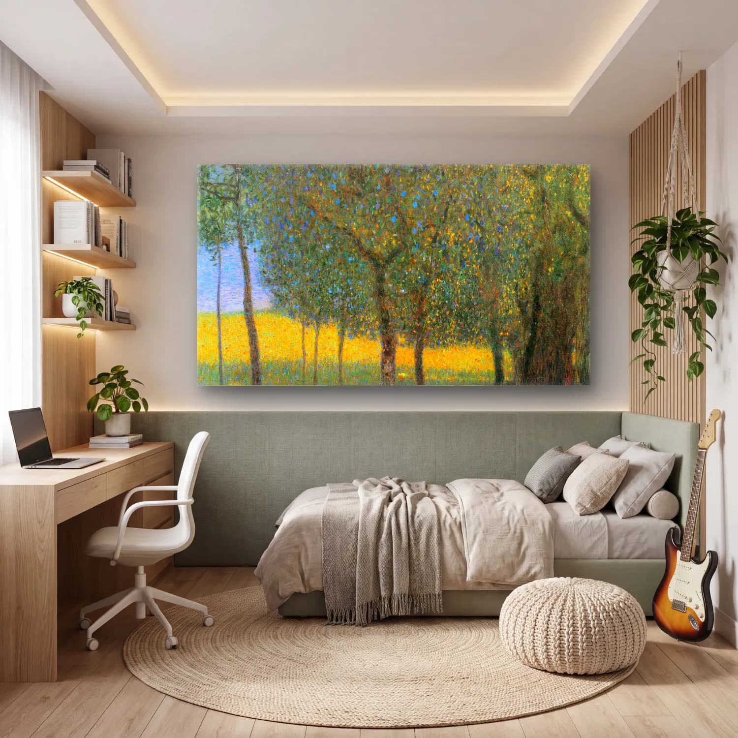 Gustav Klimt – Fruit Trees cam tablo — genç odasında