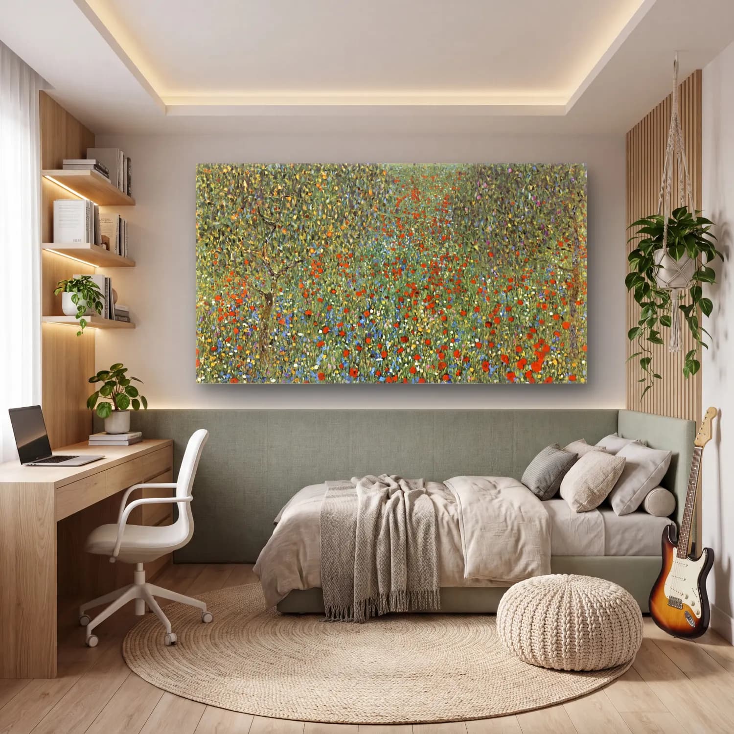 Gustav Klimt – Mohnfeld cam tablo — genç odasında