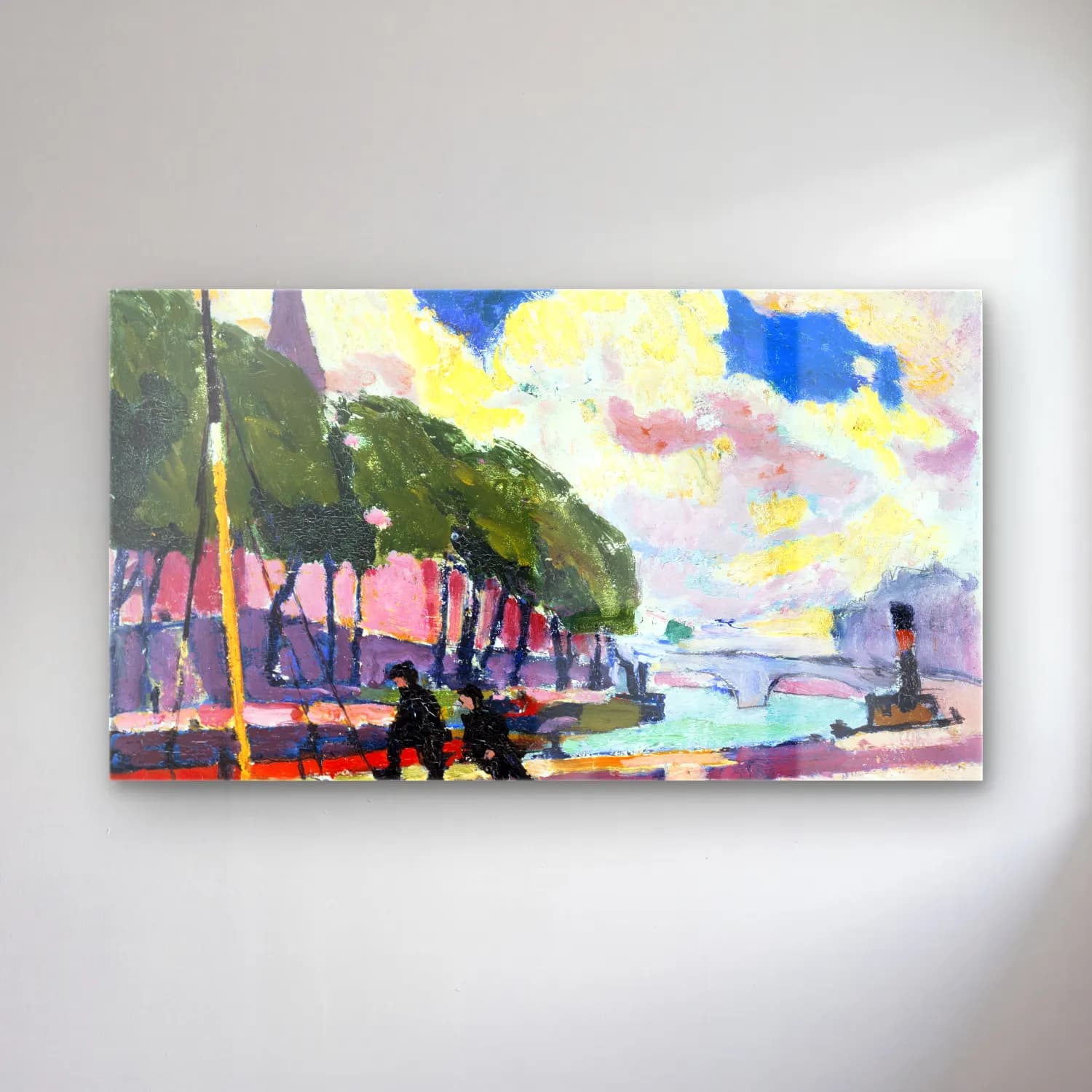 Henry Lyman Saÿen – Cutting Board On The Banks cam tablo — Henry Lyman Saÿen – Cutting Board On The Banks — empresyonist liman ve tekneler