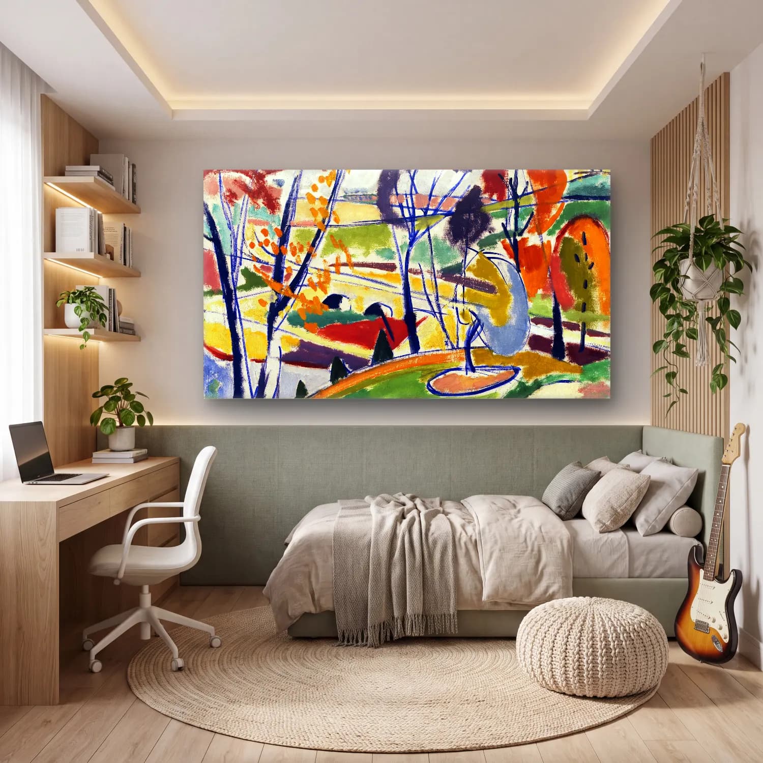 Henry Lyman Saÿen – Décor Plat cam tablo — genç odasında