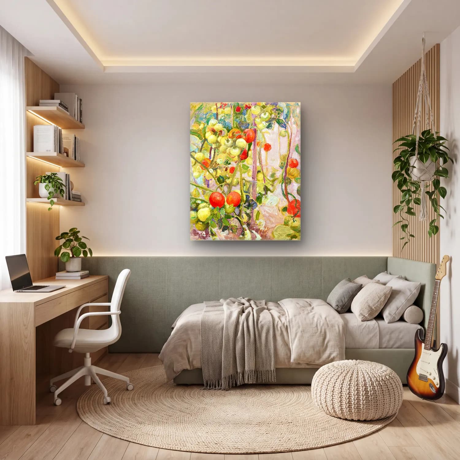 Empresyonist Çilekler – Pastel Tonlar cam tablo — genç odasında