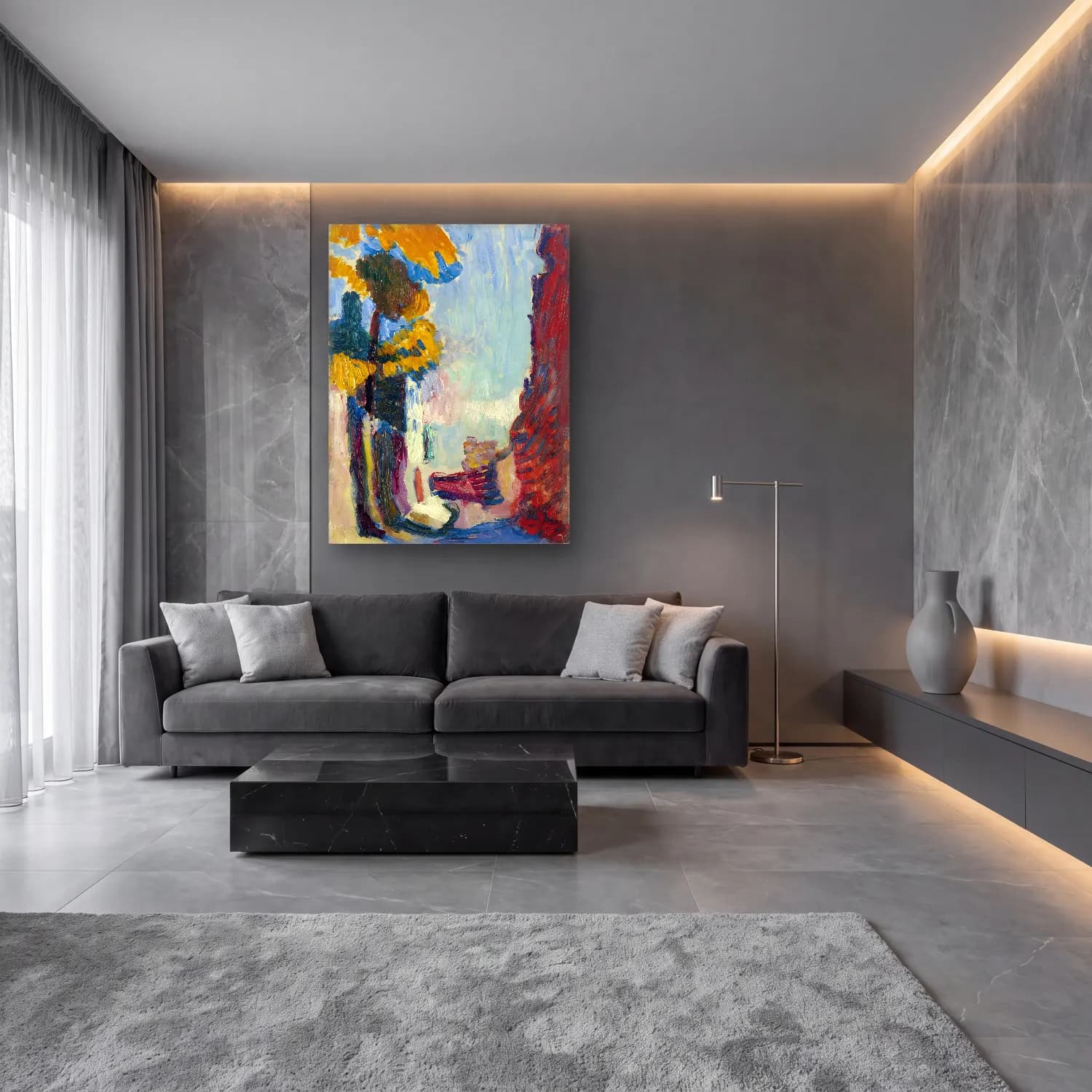 Henri Matisse – Arcueil (4x3) cam tablo — lüks salon duvarında