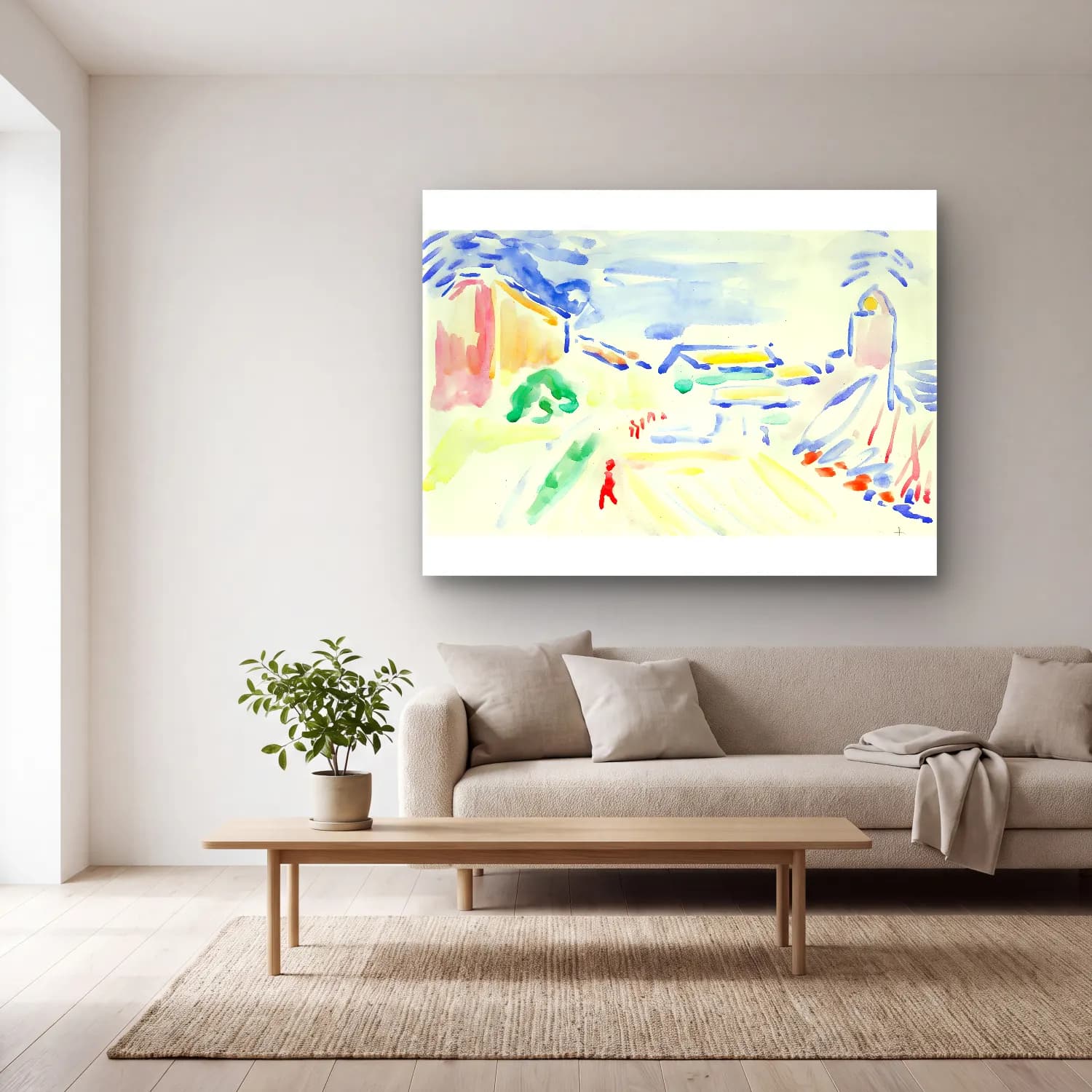 Henri Matisse – Paysage de Collioure cam tablo — açık renk salonda