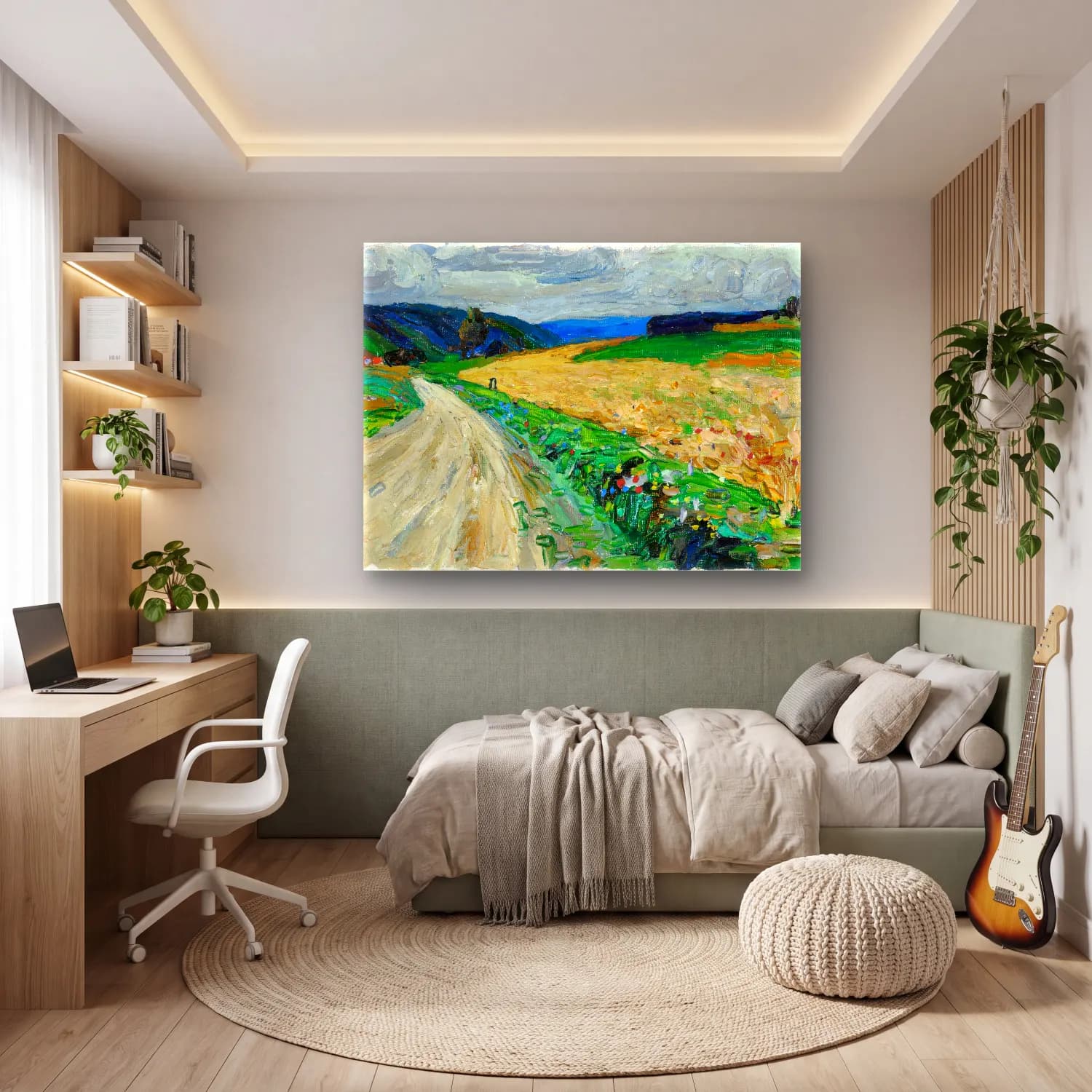 Wassily Kandinsky – Kallmünz – Nature study on the yellow stagecoach cam tablo — genç odasında