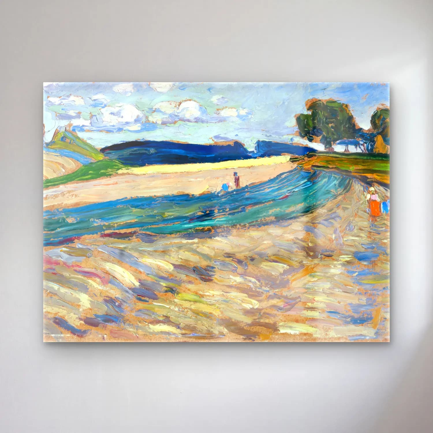 Wassily Kandinsky – Landscape with a yellow field cam tablo — Wassily Kandinsky – Landscape with a yellow field — empresyonist dalgalı sahil