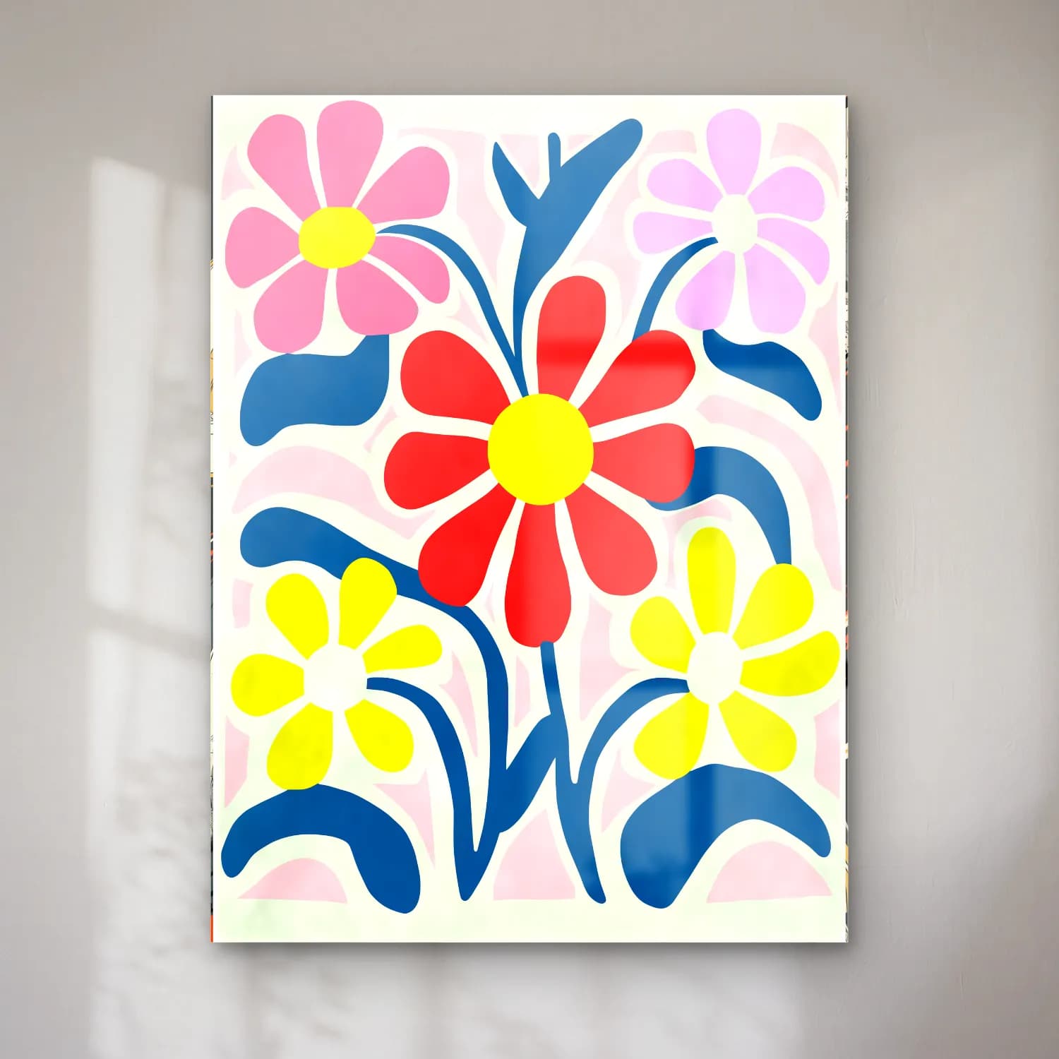 Retro Çiçek Deseni No. 45 cam tablo — Retro Çiçek Deseni No. 45 — retro çiçek deseni