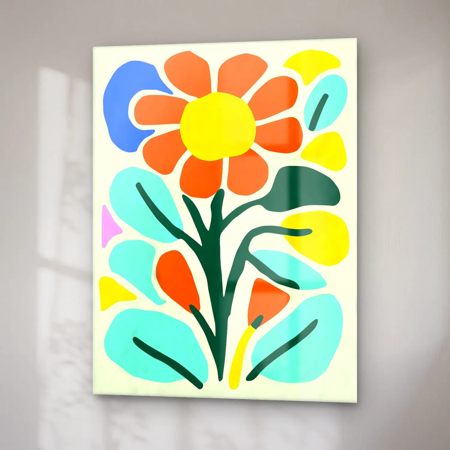 Boho Çiçek Deseni No. 53 cam tablo — sağ açıdan görünüm