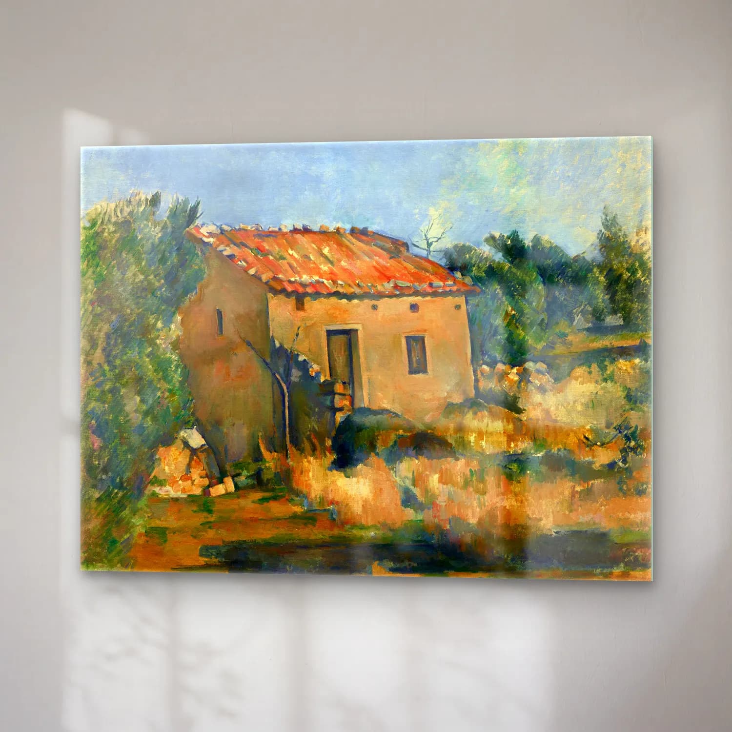 Yağlı Boya Kır Evi No. 47 cam tablo — sağ açıdan görünüm
